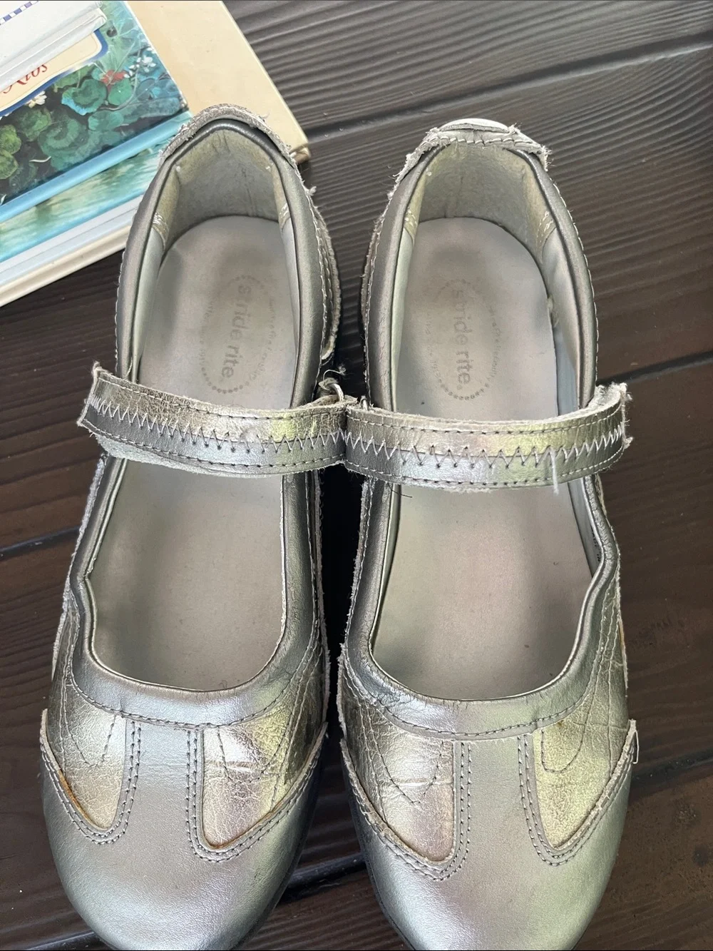 Stride Rite Girls Silver Metallic Mary Jane Shoes
